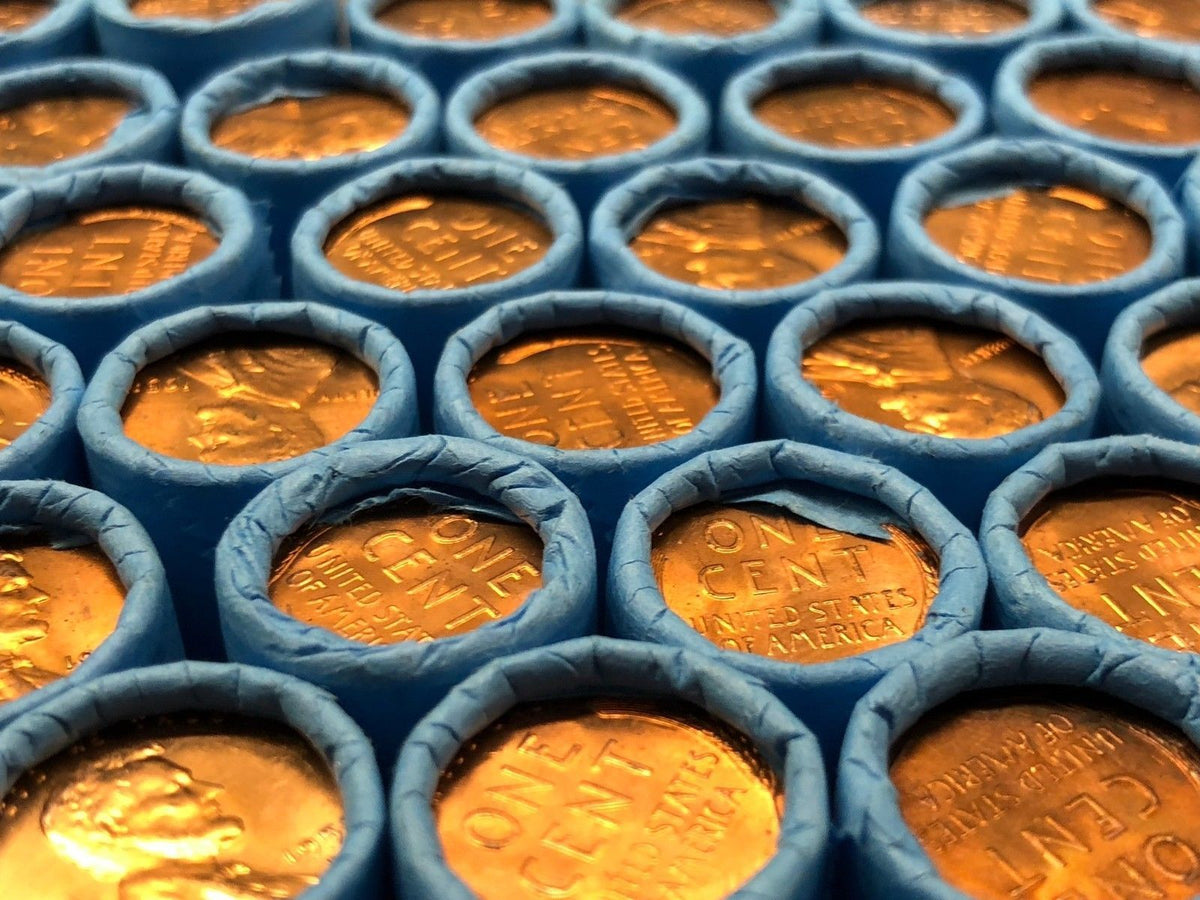 Vintage Blue Wheat Penny Roll - 50 Lincoln Wheat Cents