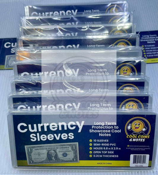 100 Banknote Currency Sleeves Rigid US Dollar Modern Size US Topload Holders Note Cool Coins & Notes