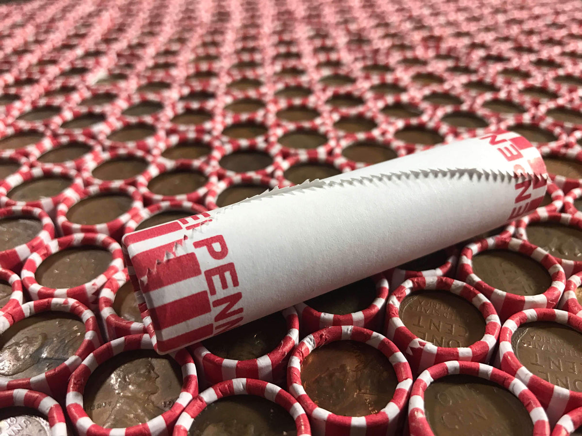 White Bank-Wrapped Wheat Penny Roll - 50 Lincoln Wheat Cents