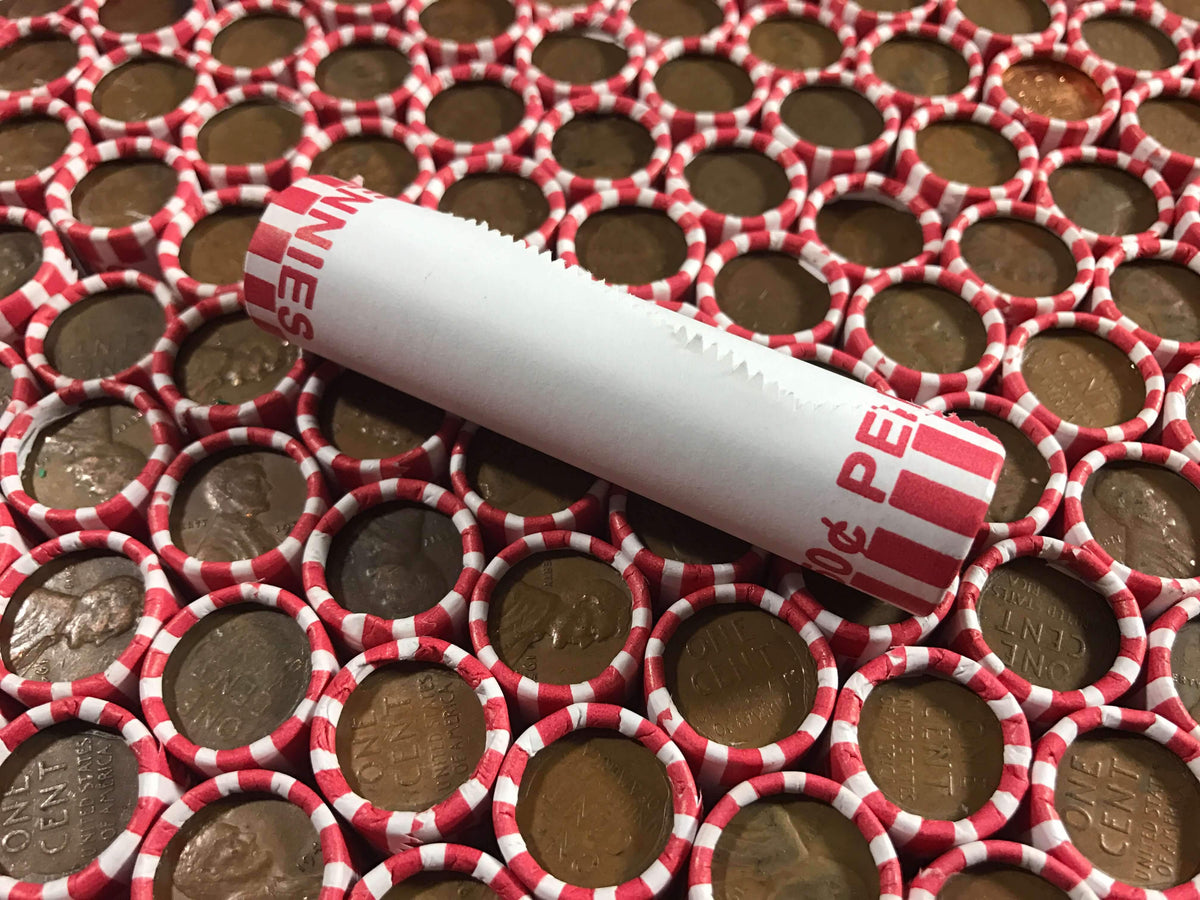 White Bank-Wrapped Wheat Penny Roll - 50 Lincoln Wheat Cents