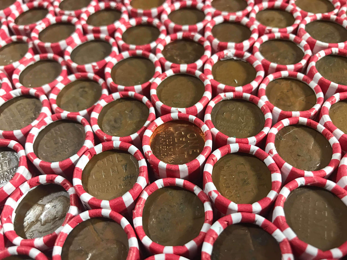White Bank-Wrapped Wheat Penny Roll - 50 Lincoln Wheat Cents