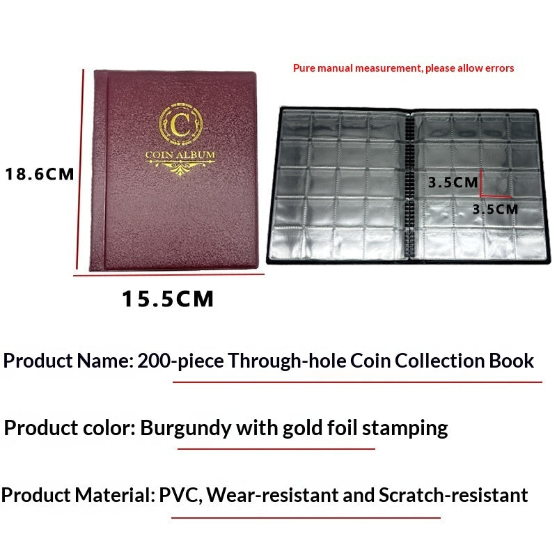 200-Pocket Coin Collection Album - Compact Coin Storage Book