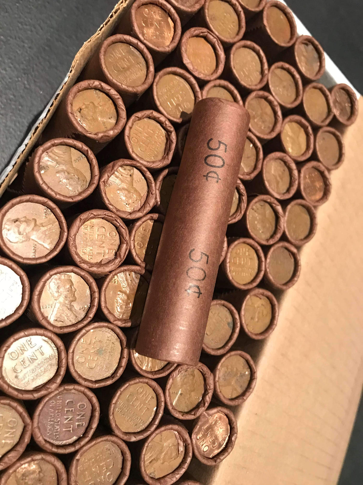 Tightly Crimped Wheat Penny Roll - 50 Lincoln Wheat Cents