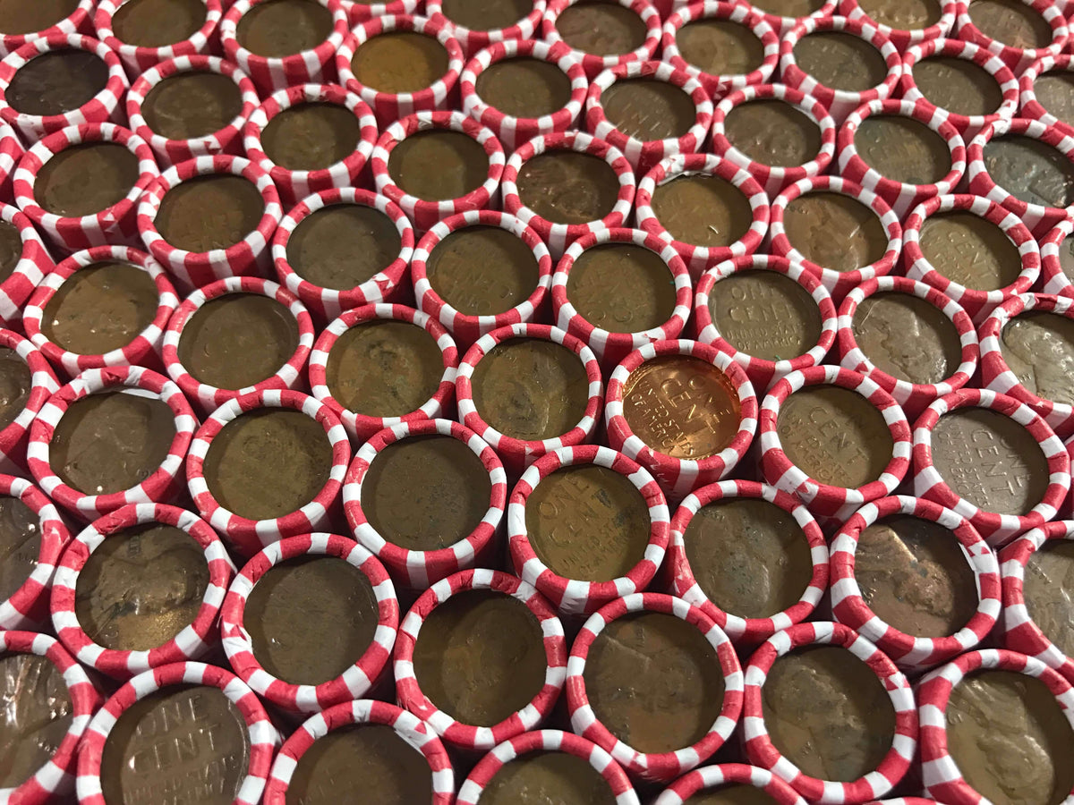 White Bank-Wrapped Wheat Penny Roll - 50 Lincoln Wheat Cents
