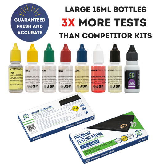 Gold Silver Platinum Testing Kit - Test 9K 10K 12K 14k 18K 22K 999 925 Sterling