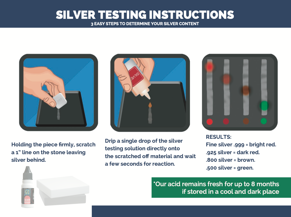 Gold Silver Platinum Testing Kit - Test 9K 10K 12K 14k 18K 22K 999 925 Sterling
