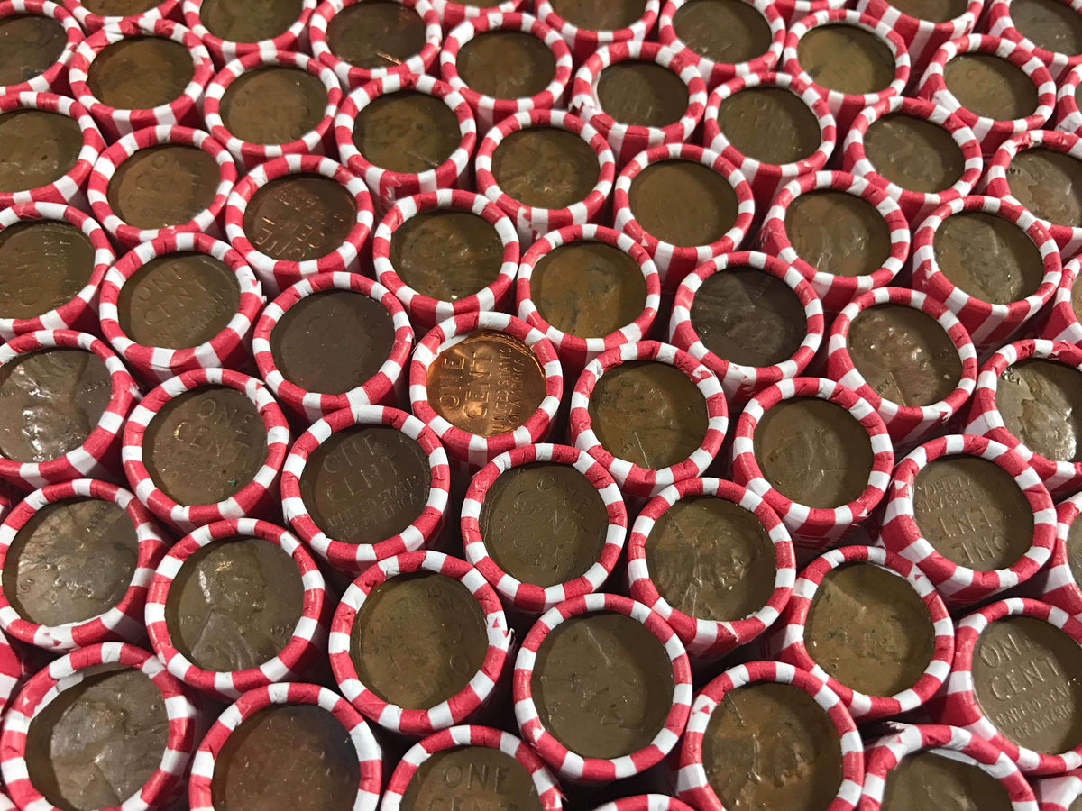 White Bank-Wrapped Wheat Penny Roll - 50 Lincoln Wheat Cents