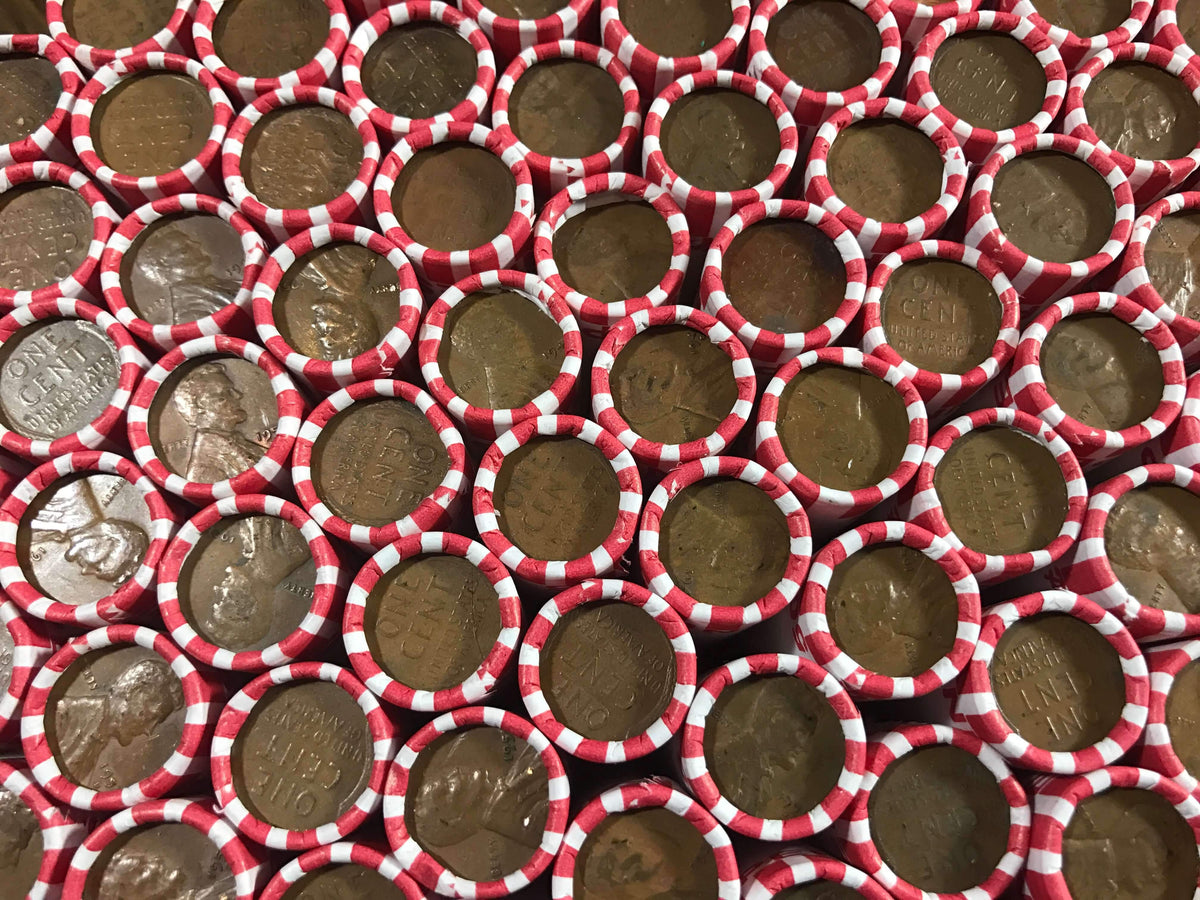White Bank-Wrapped Wheat Penny Roll - 50 Lincoln Wheat Cents