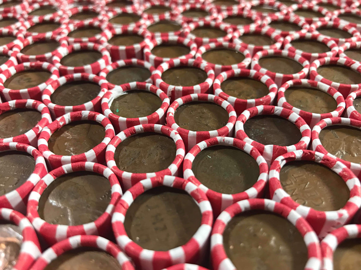 White Bank-Wrapped Wheat Penny Roll - 50 Lincoln Wheat Cents