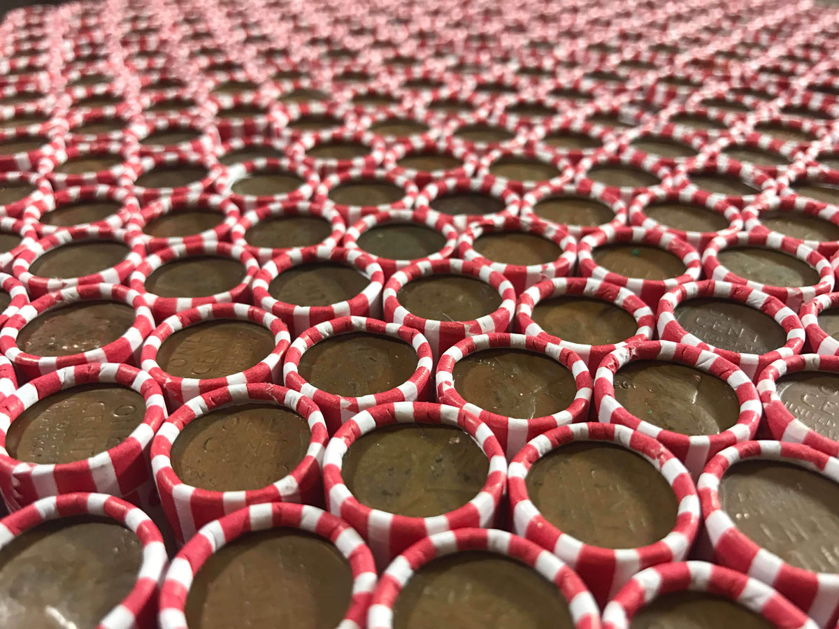 White Bank-Wrapped Wheat Penny Roll - 50 Lincoln Wheat Cents
