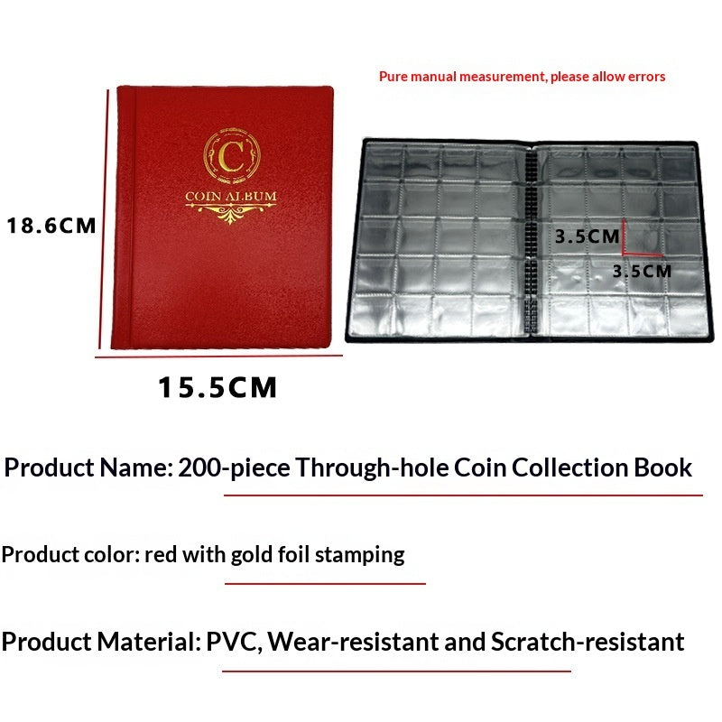 200-Pocket Coin Collection Album - Compact Coin Storage Book