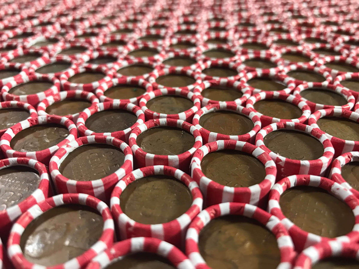 White Bank-Wrapped Wheat Penny Roll - 50 Lincoln Wheat Cents