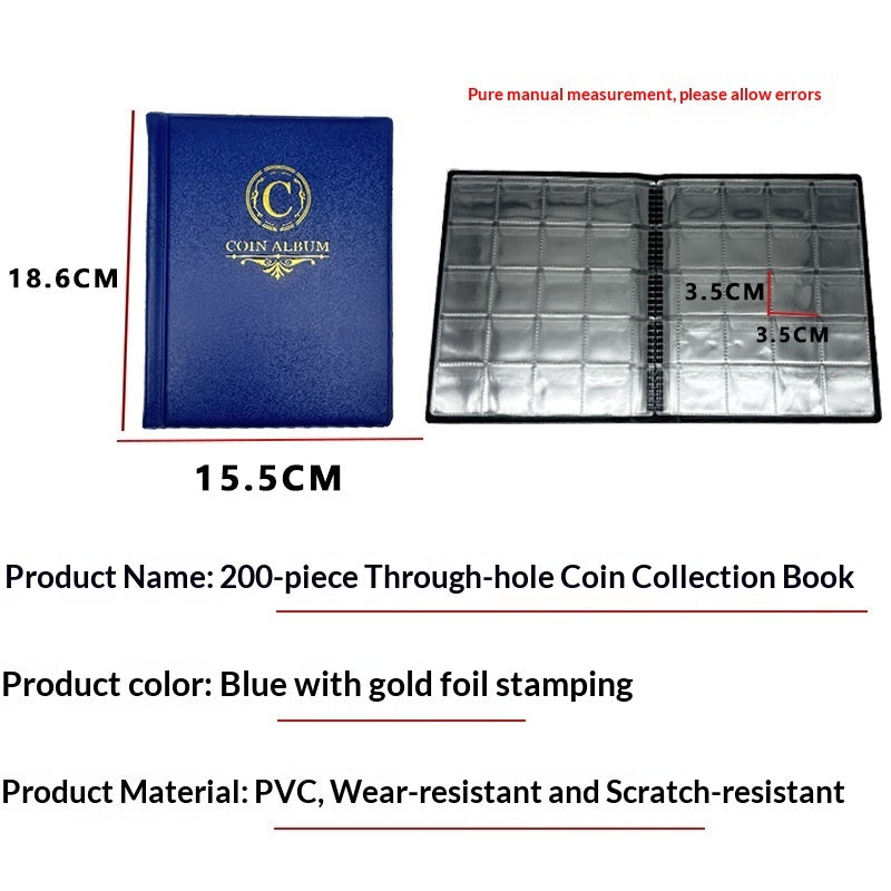 200-Pocket Coin Collection Album - Compact Coin Storage Book