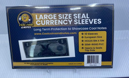 Banknote Currency Seal Sleeves Large European Size Currency Topload Holders Notes Cool Coins & Notes