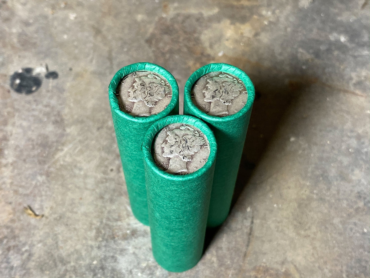 Green Wheat Penny Roll with Silver Mercury Dime Ender