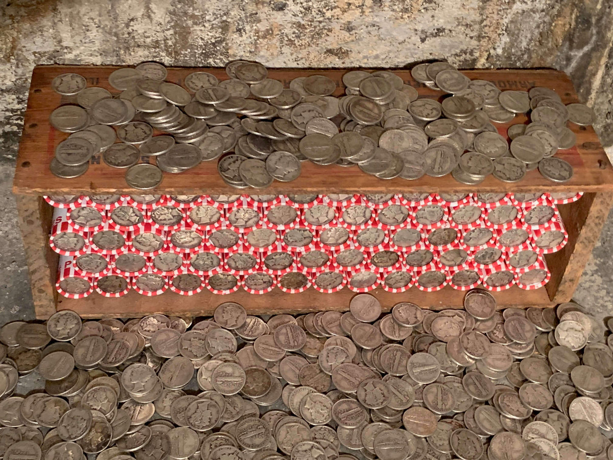 Vintage Red & White Bank Roll with Silver Dime Showing