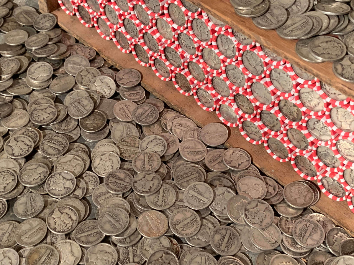 Vintage Red & White Bank Roll with Silver Dime Showing