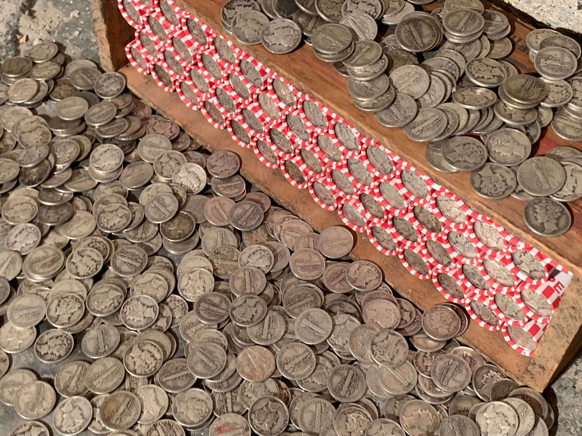 Vintage Red & White Bank Roll with Silver Dime Showing