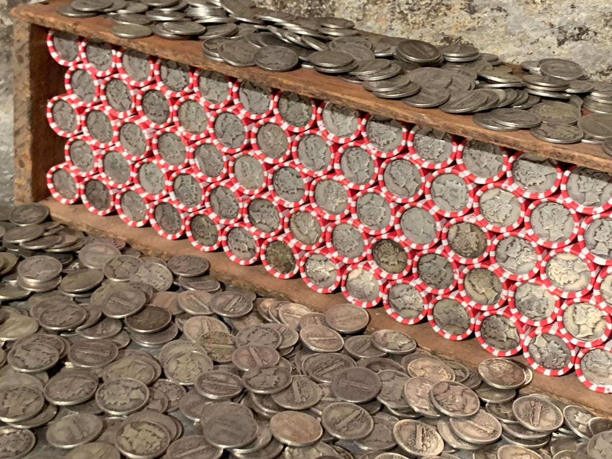 Vintage Red & White Bank Roll with Silver Dime Showing