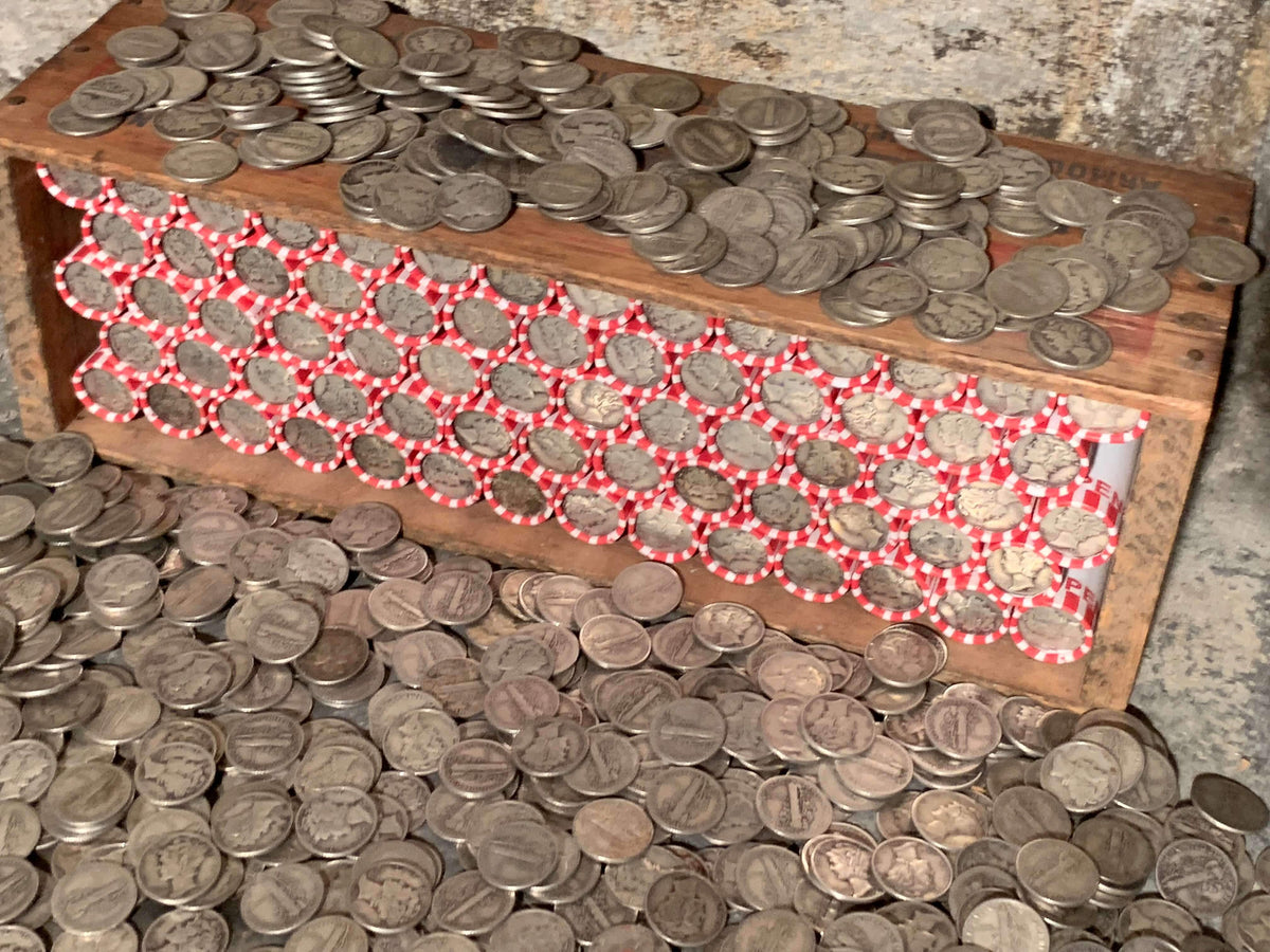 Vintage Red & White Bank Roll with Silver Dime Showing