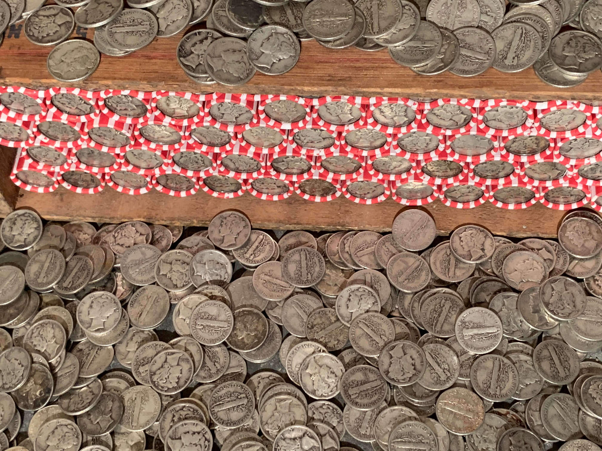 Vintage Red & White Bank Roll with Silver Dime Showing