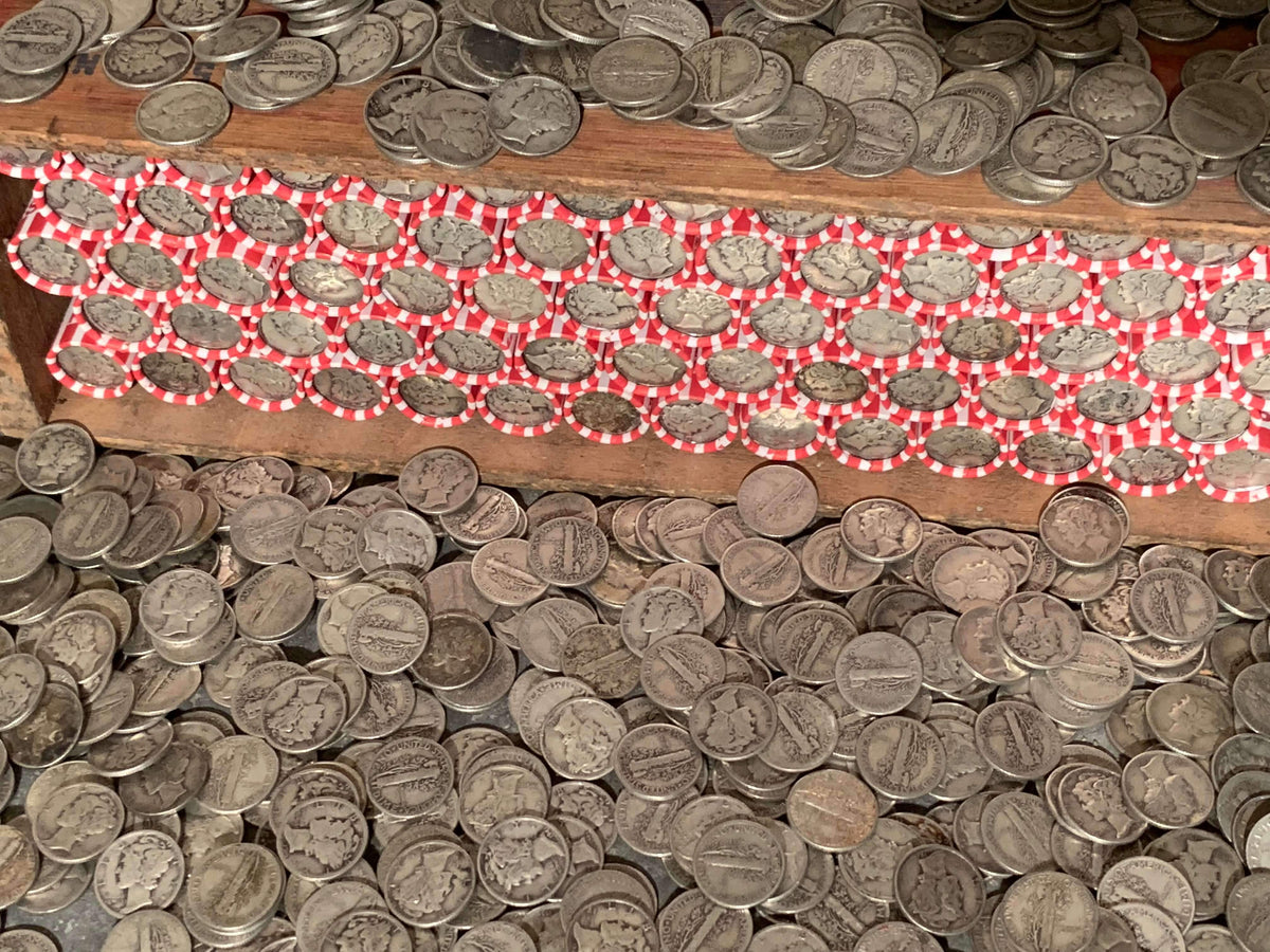 Vintage Red & White Bank Roll with Silver Dime Showing
