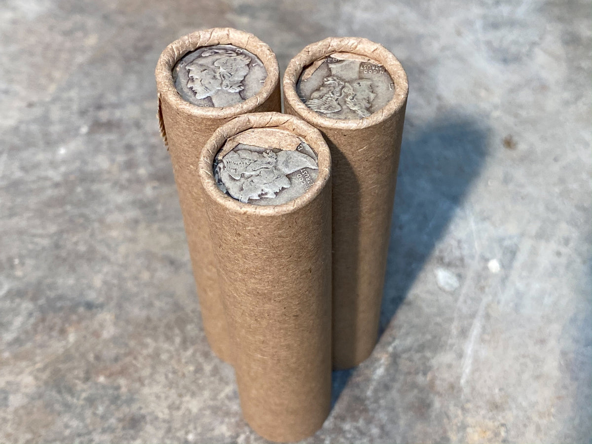 Brown Wheat Penny Roll with Silver Mercury Dime Ender