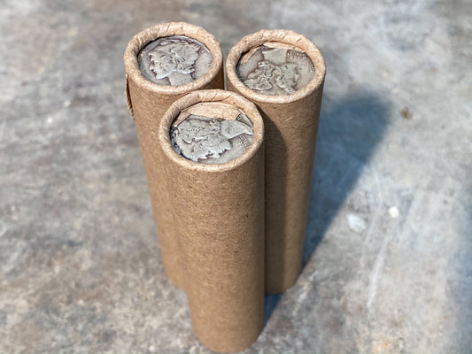 Brown Wheat Penny Roll with Silver Mercury Dime Ender