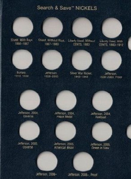Whitman Search & Save Nickels album with 64 full-color pages and coin album storage