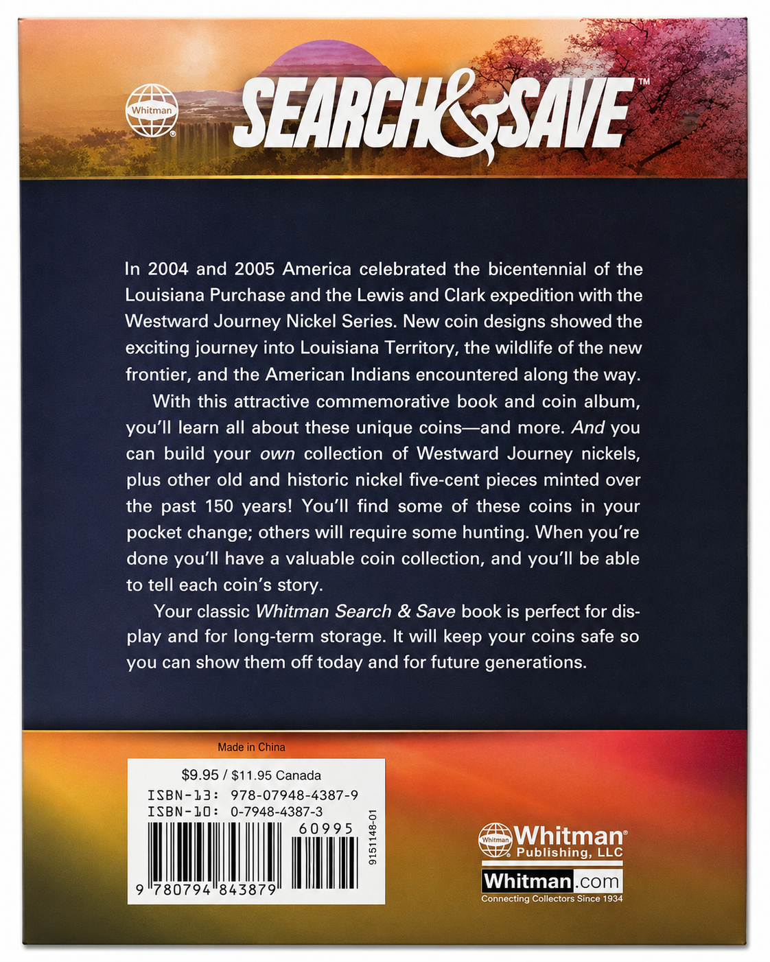 Whitman Search & Save Nickels album with 64 full-color pages and coin album storage