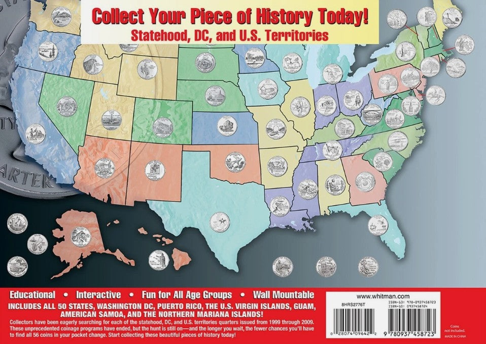 H.E. Harris State Quarter Map - 50 Statehood Quarters