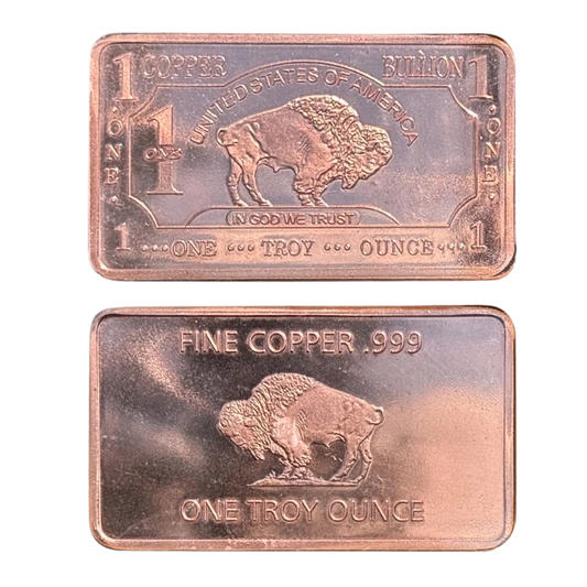 1 oz American Buffalo .999 Fine Copper Bar