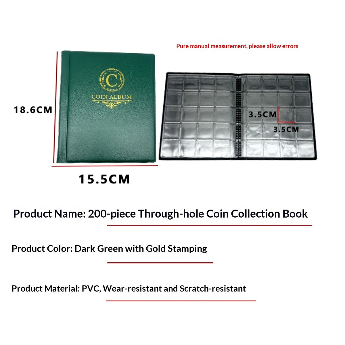 200-Pocket Coin Collection Album - Compact Coin Storage Book