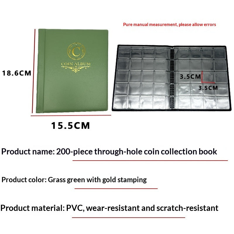 200-Pocket Coin Collection Album - Compact Coin Storage Book