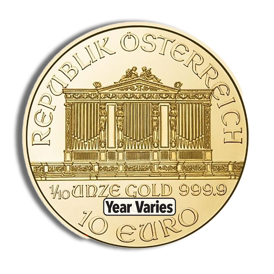 1/10 oz Austrian Gold Philharmonic Coin - Year Varies