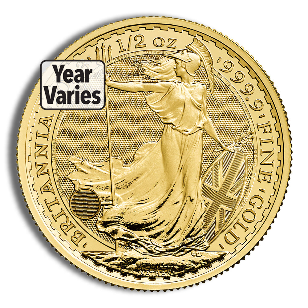 1/2 oz British Gold Britannia Coin - Year Varies