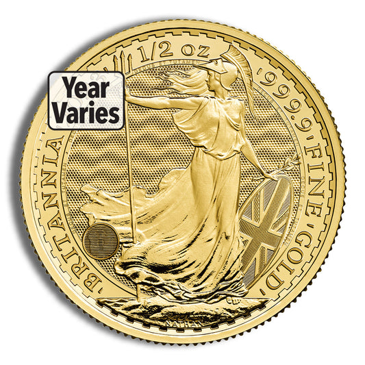 1/2 oz British Gold Britannia Coin - Year Varies