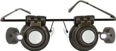 20X LED Lighted Eyeglass Loupe - Hands-Free Coin & Jewelry Magnifier