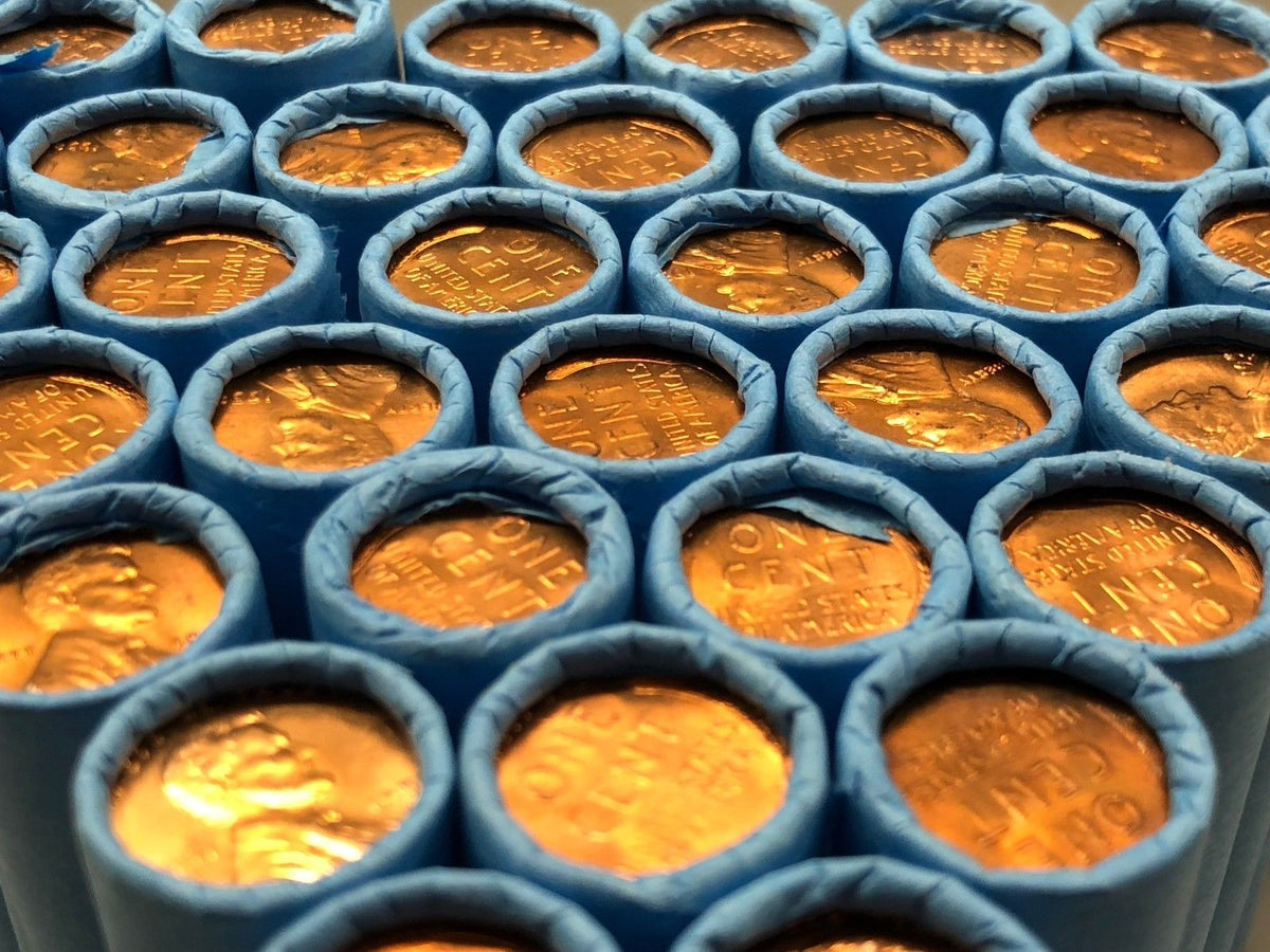 Vintage Blue Wheat Penny Roll - 50 Lincoln Wheat Cents