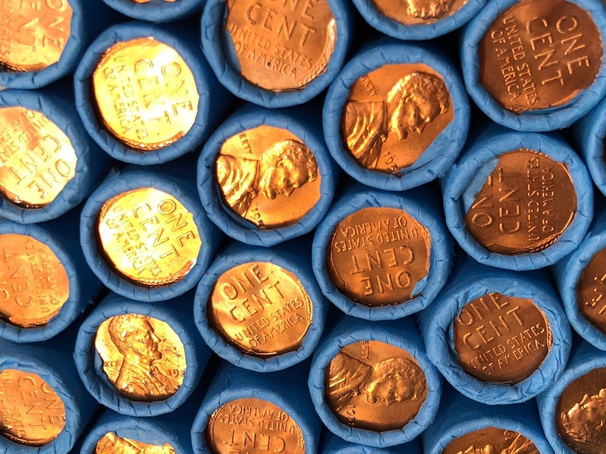 Vintage Blue Wheat Penny Roll - 50 Lincoln Wheat Cents