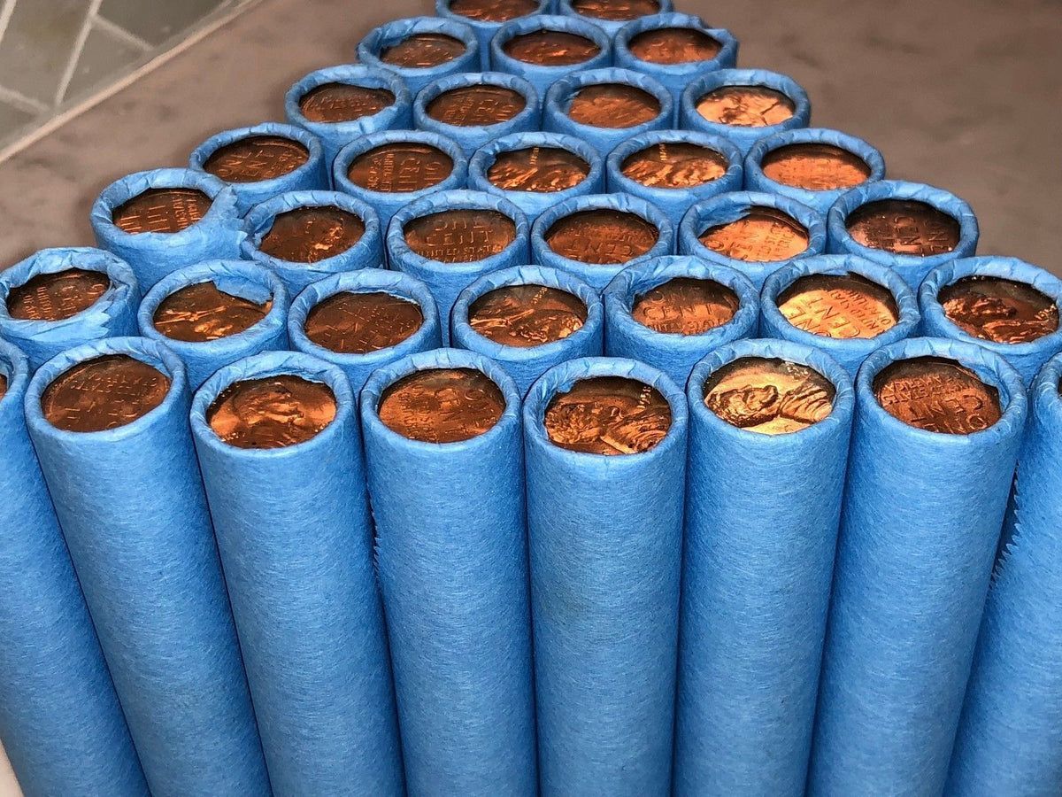 Vintage Blue Wheat Penny Roll - 50 Lincoln Wheat Cents