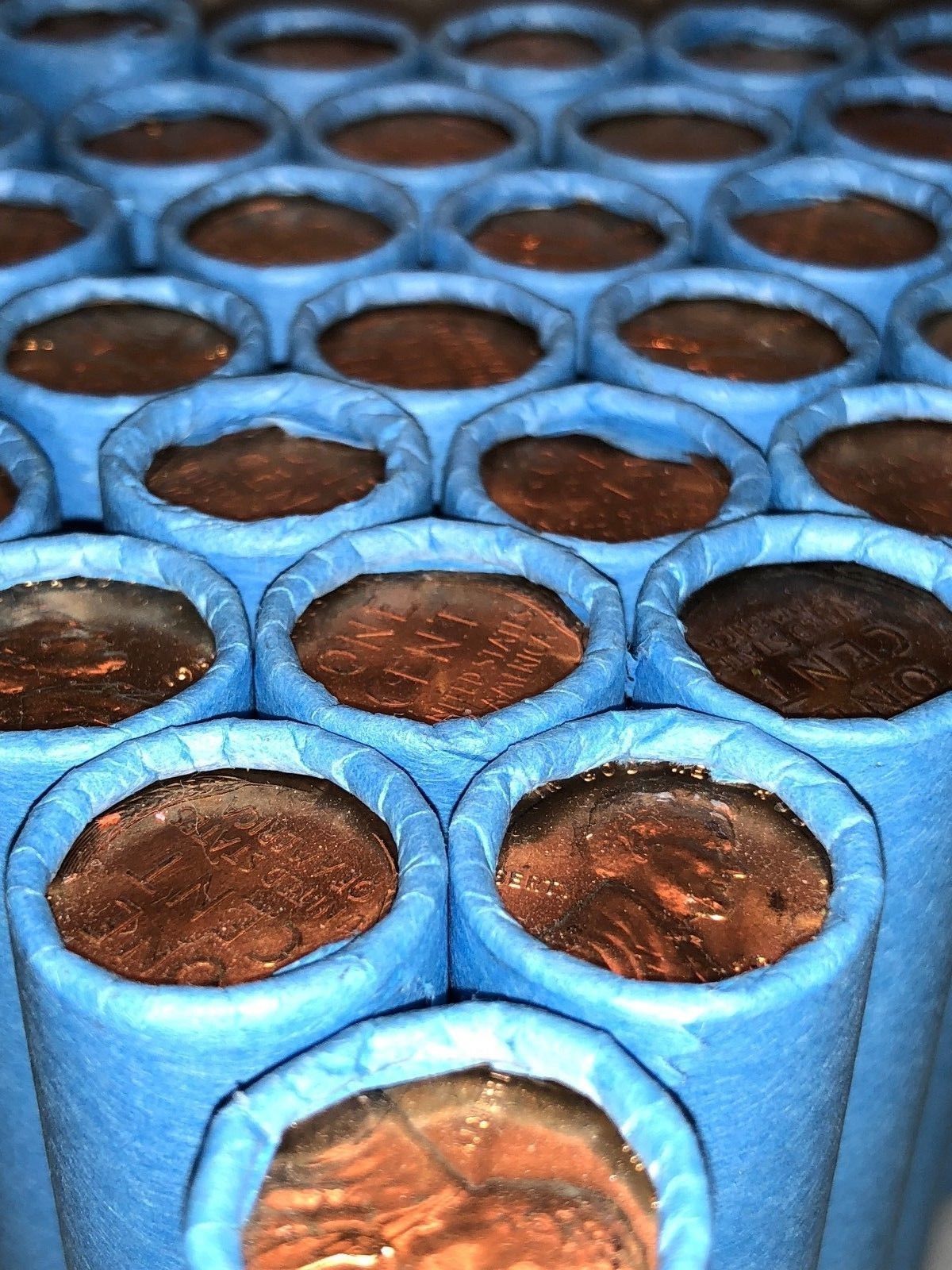 Vintage Blue Wheat Penny Roll - 50 Lincoln Wheat Cents