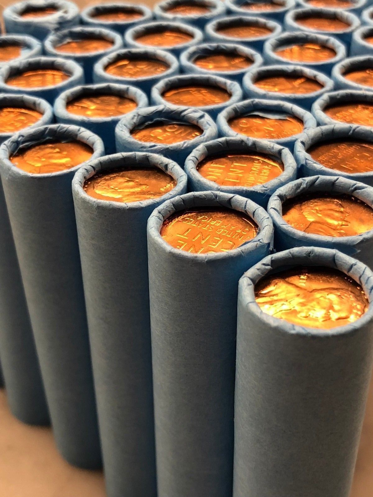 Vintage Blue Wheat Penny Roll - 50 Lincoln Wheat Cents