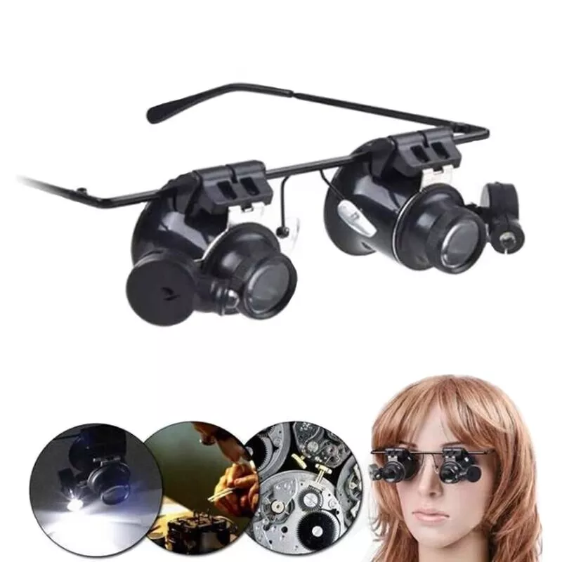 20X LED Lighted Eyeglass Loupe - Hands-Free Coin & Jewelry Magnifier
