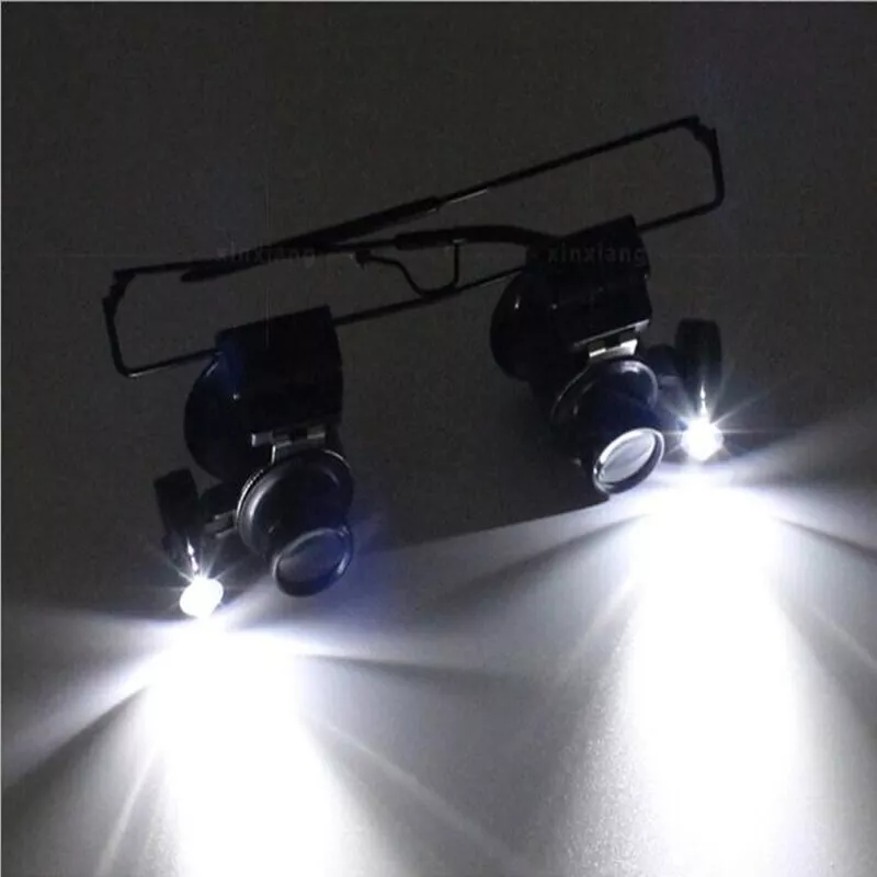 20X LED Lighted Eyeglass Loupe - Hands-Free Coin & Jewelry Magnifier