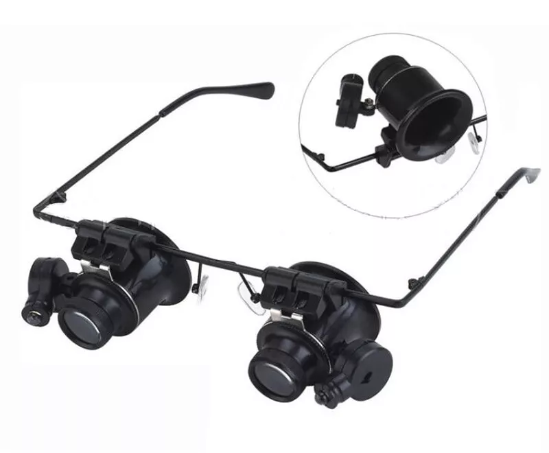 20X LED Lighted Eyeglass Loupe - Hands-Free Coin & Jewelry Magnifier