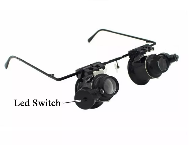 20X LED Lighted Eyeglass Loupe - Hands-Free Coin & Jewelry Magnifier