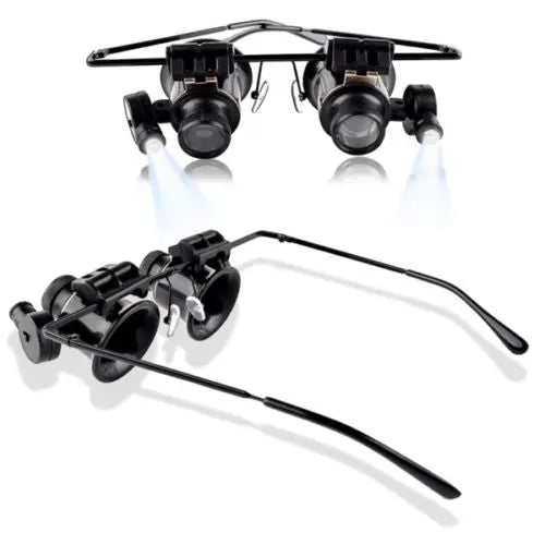 20X LED Lighted Eyeglass Loupe - Hands-Free Coin & Jewelry Magnifier